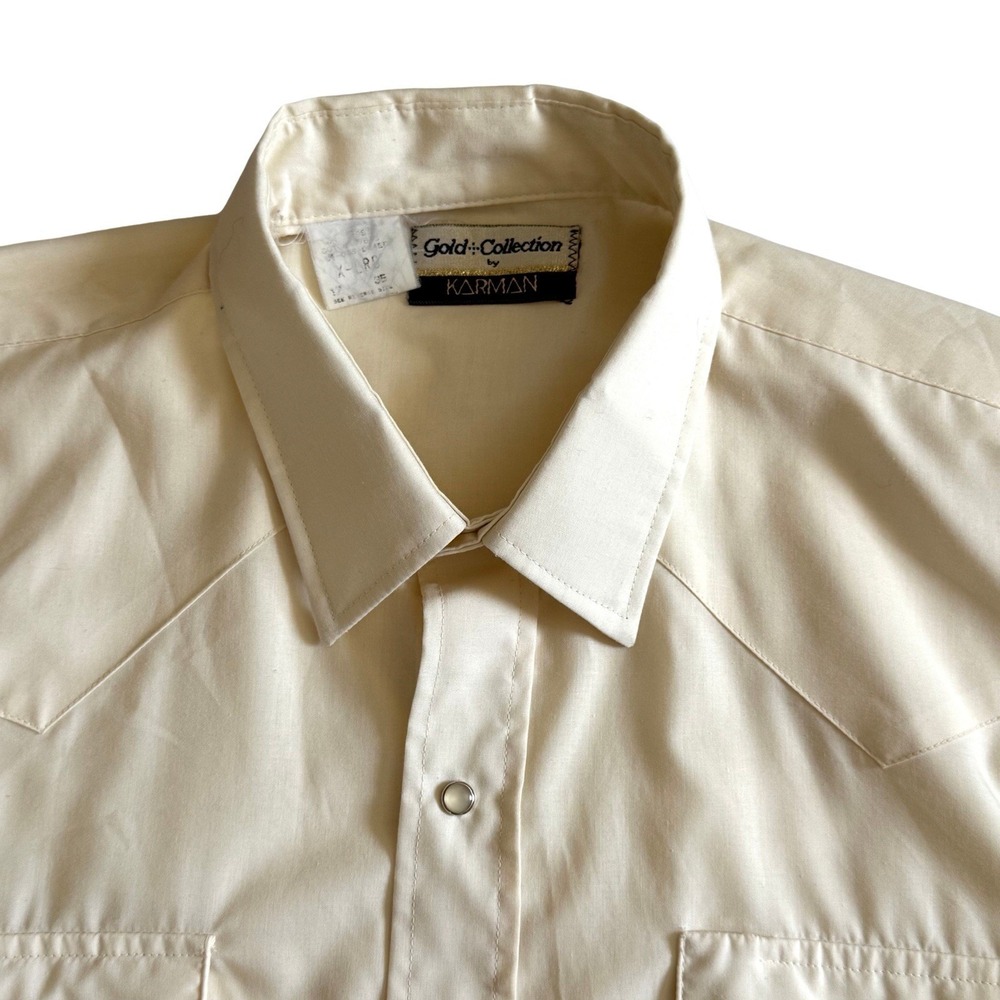 Vintage Karman Western Shirt‎ Mens XL Pearl Snap Cowboy Rodeo Gold Collection
